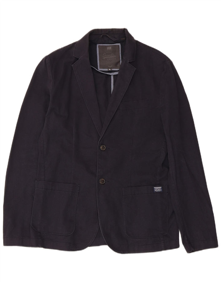 Superdry Veste Blazer 2 Boutons Homme UK 40 Large Bleu Marine Coton