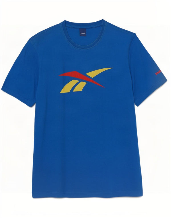 Reebok T-Shirt Graphique Homme XL Bleu Coton