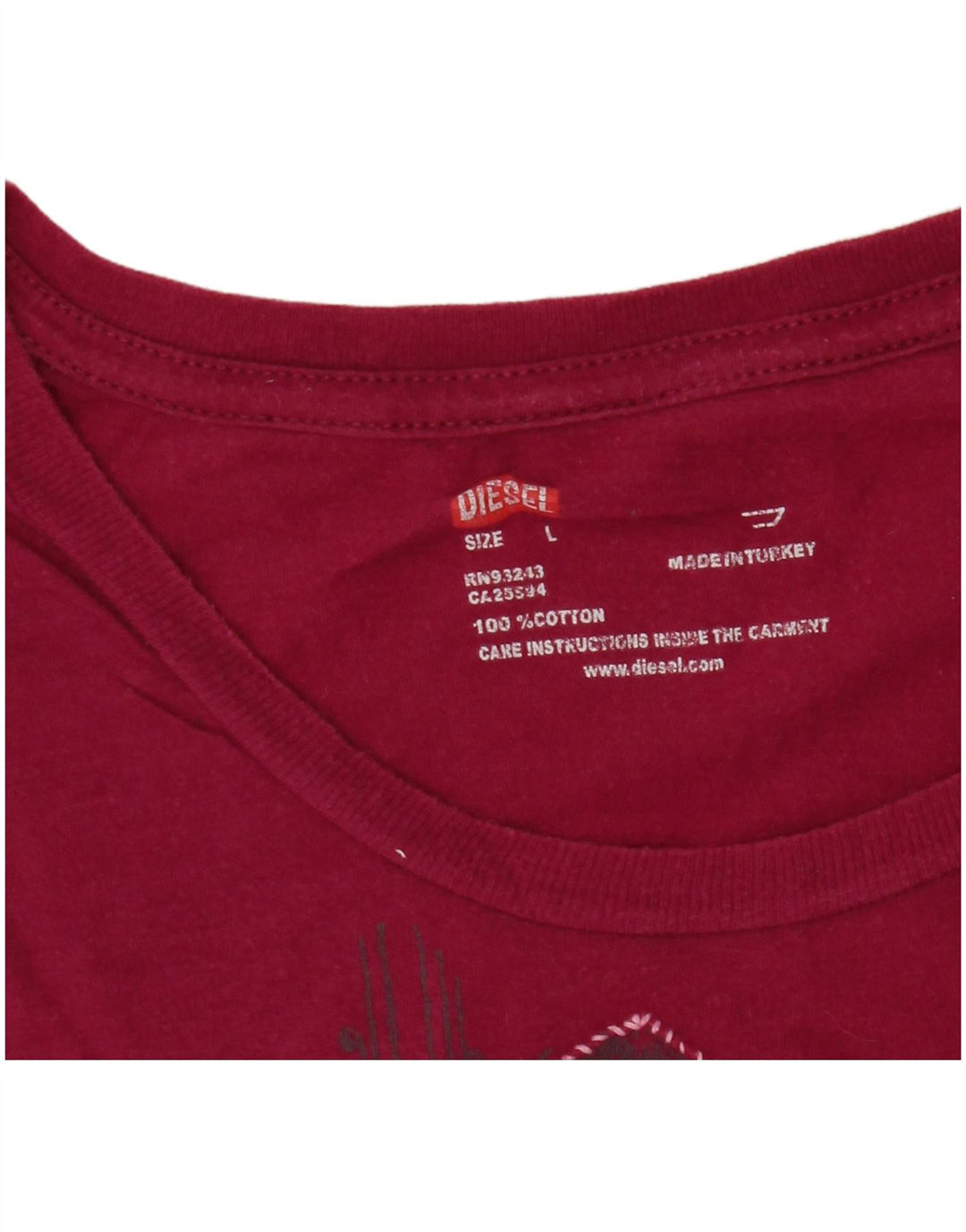 Diesel T-shirt graphique pour femme UK 14 Large Rose Coton