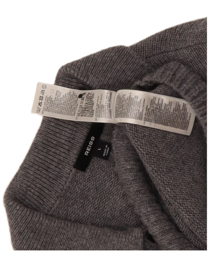 Reiss Pull à col polo pour homme en laine mouchetée gris moyen