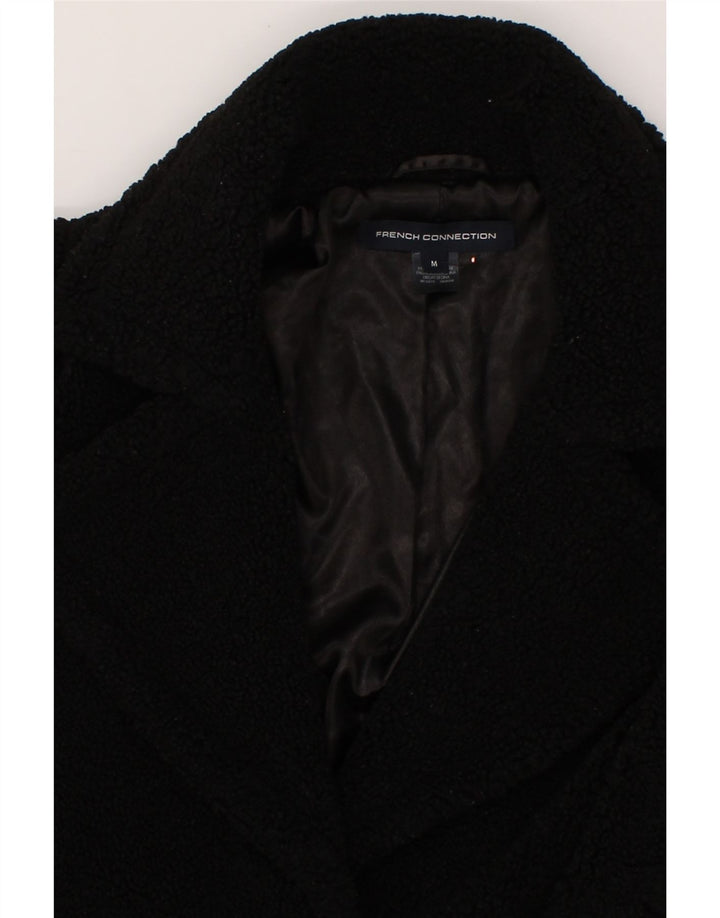 FRENCH CONNECTION Womens Fleece Overcoat UK 14 Medium Black Polyester Vintage French Connection and Second-Hand French Connection from Messina Hembry 