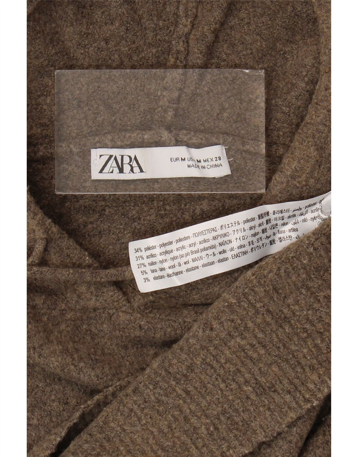 Zara Pull surdimensionné à capuche pour femme UK 14 Marron moyen Polyester
