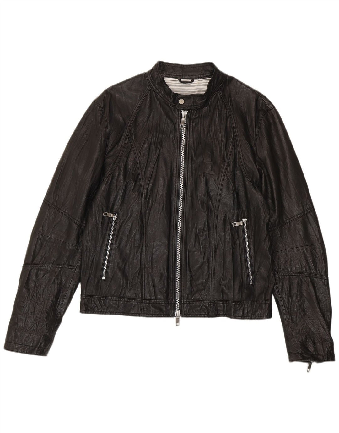 veste en cuir bomber homme vintage IT 52 XL cuir noir