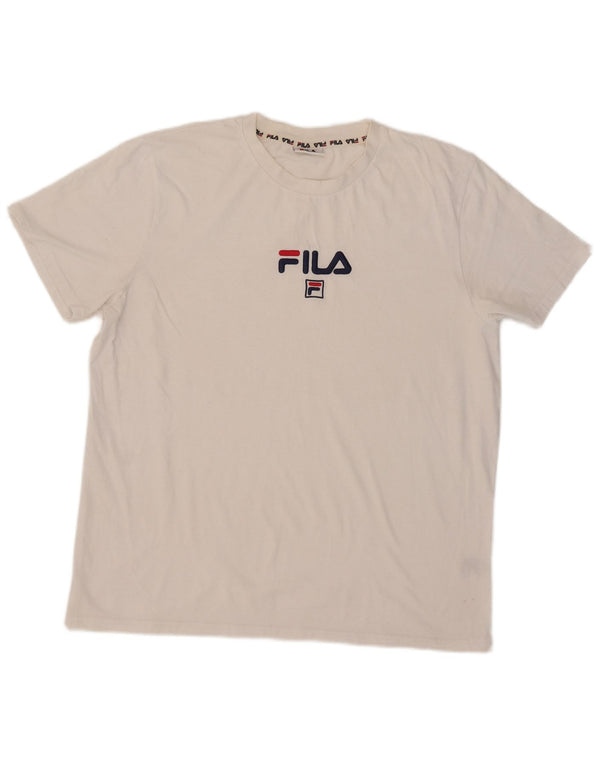 Fila T-Shirt Graphique Homme Blanc XL Coton