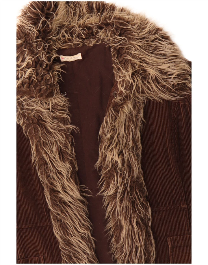 Miss Selfridge Manteau en velours côtelé pour femme UK 14 Grand coton marron