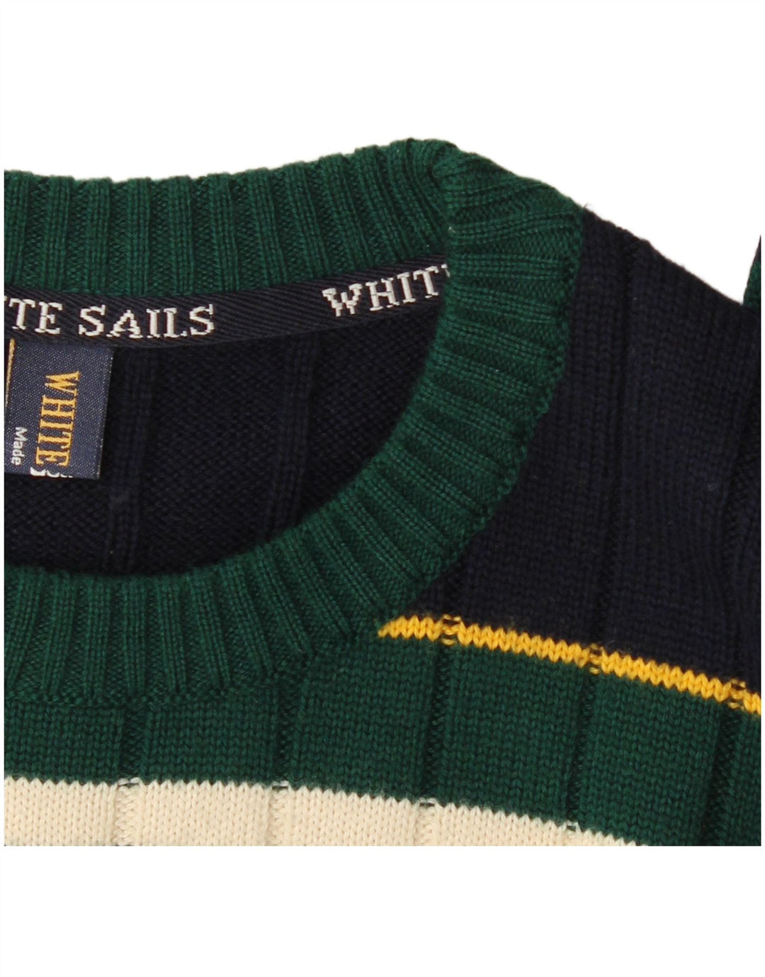 White Sails Pull à col rond pour homme 2XL Bleu marine rayé