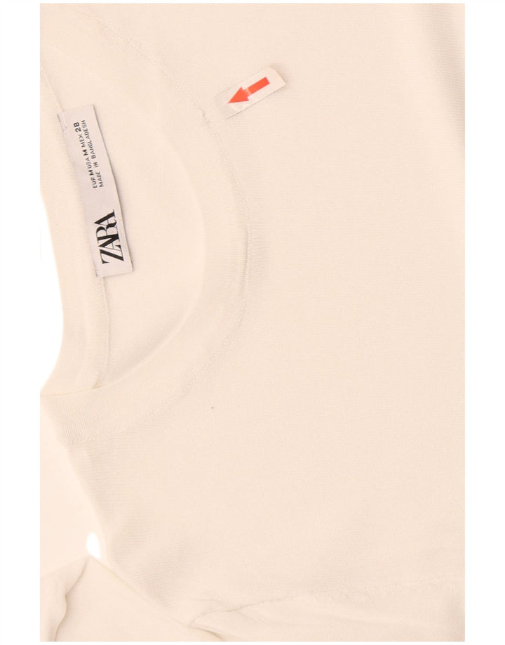 Zara Haut transparent à manches longues pour femme UK 12 Viscose blanc moyen