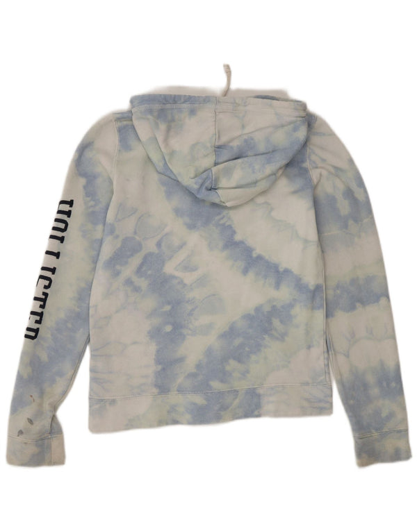 Hollister Pull à capuche graphique coupe décontractée pour femme UK 2 2XS Bleu Tie Dye