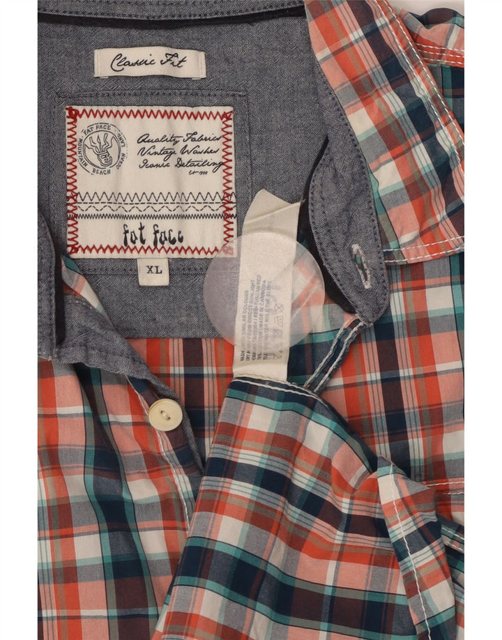 FAT FACE Chemise à manches courtes coupe classique XL en coton à carreaux multicolores pour homme