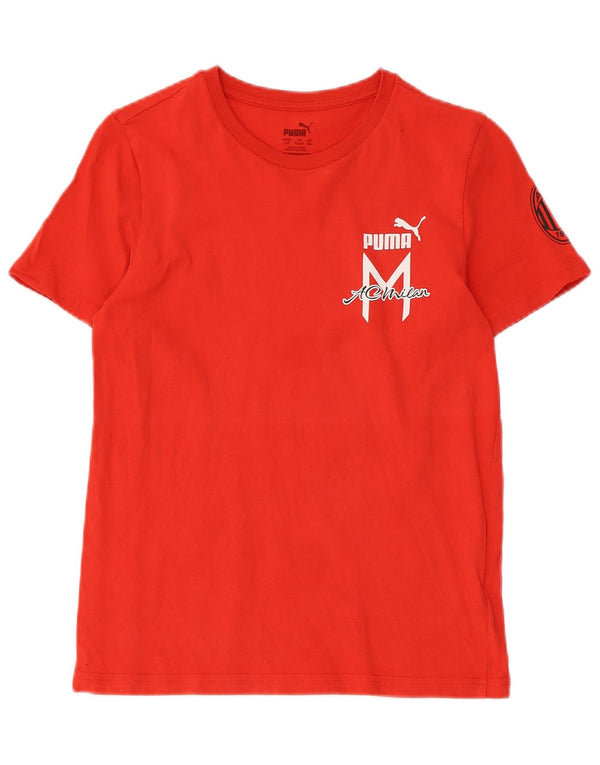 Puma Boys Graphic T-Shirt Top 13-14 Years Red Cotton