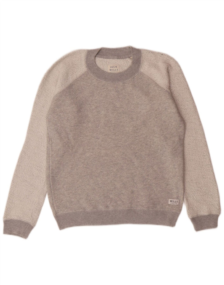 JACK WILLS Sweat-shirt pour femme UK 6 XS Gris Colorblock Coton