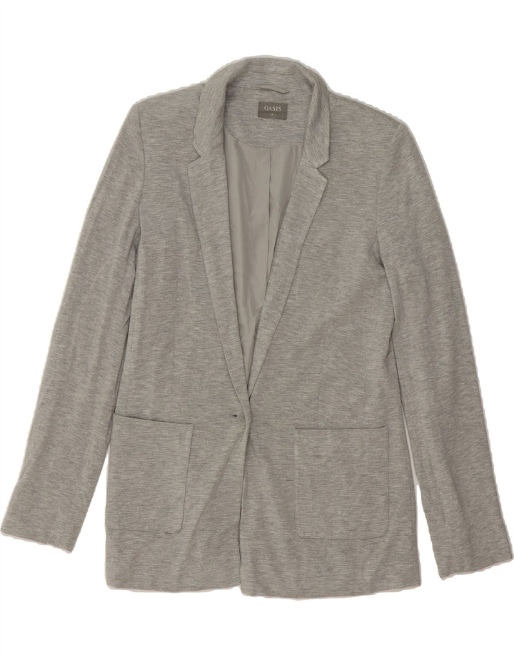 OASIS Womens 1 Button Blazer Jacket UK 10 Small Grey Viscose Vintage Oasis and Second-Hand Oasis from Messina Hembry 