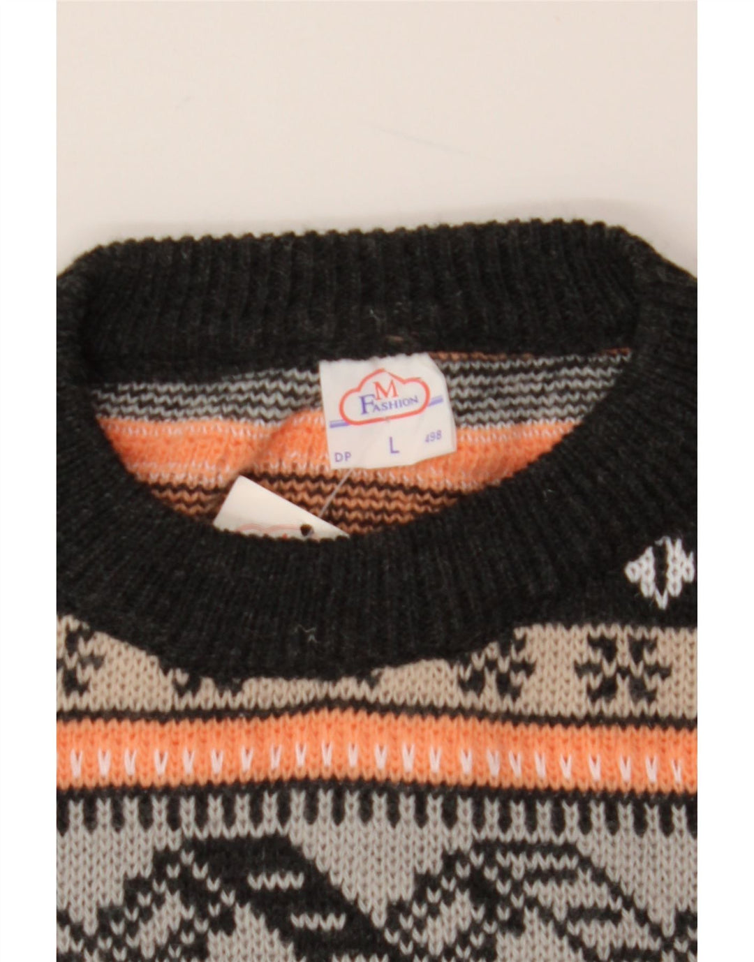 VINTAGE Pull ras du cou pour femme UK 16 Grand Multicolore