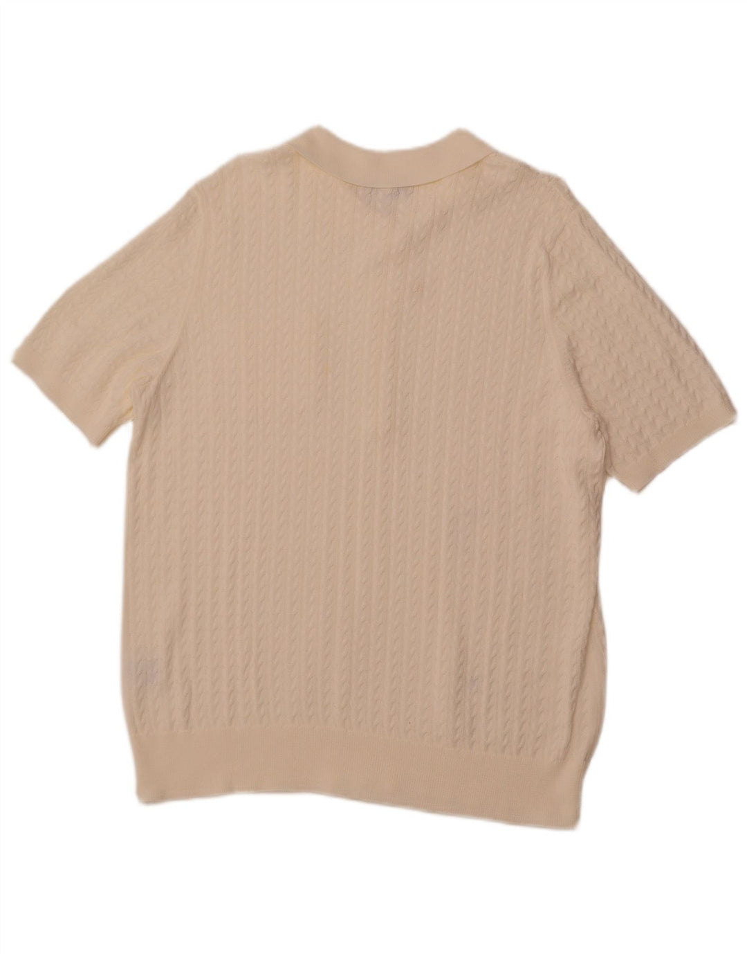 MONA Pull à manches courtes et col polo pour femme EU 48 2XL Blanc cassé