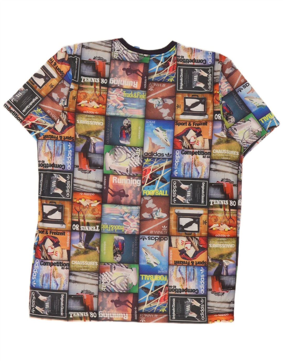 Adidas Mens Graphic T-Shirt Top Large Multicolore Patchwork Polyester
