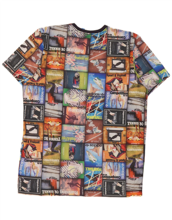 Adidas Mens Graphic T-Shirt Top Large Multicolore Patchwork Polyester