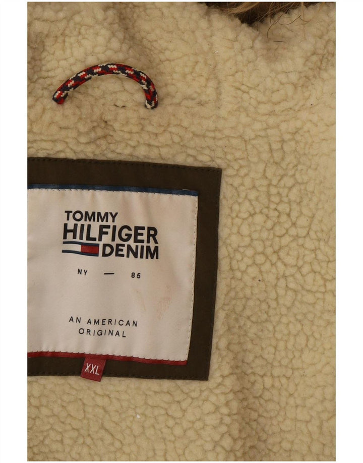 Tommy Hilfiger Parka à capuche pour homme UK 44 2XL Kaki Polyester