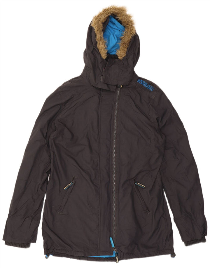 Superdry Parka à capuche pour homme UK 40 Large Noir Nylon