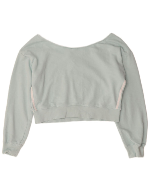 Adidas Haut court surdimensionné à épaules dénudées pour femme UK 10 Petit coton turquoise