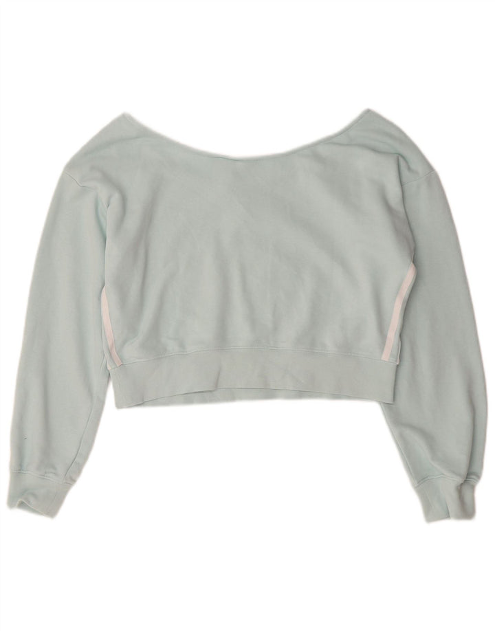 Adidas Haut court surdimensionné à épaules dénudées pour femme UK 10 Petit coton turquoise