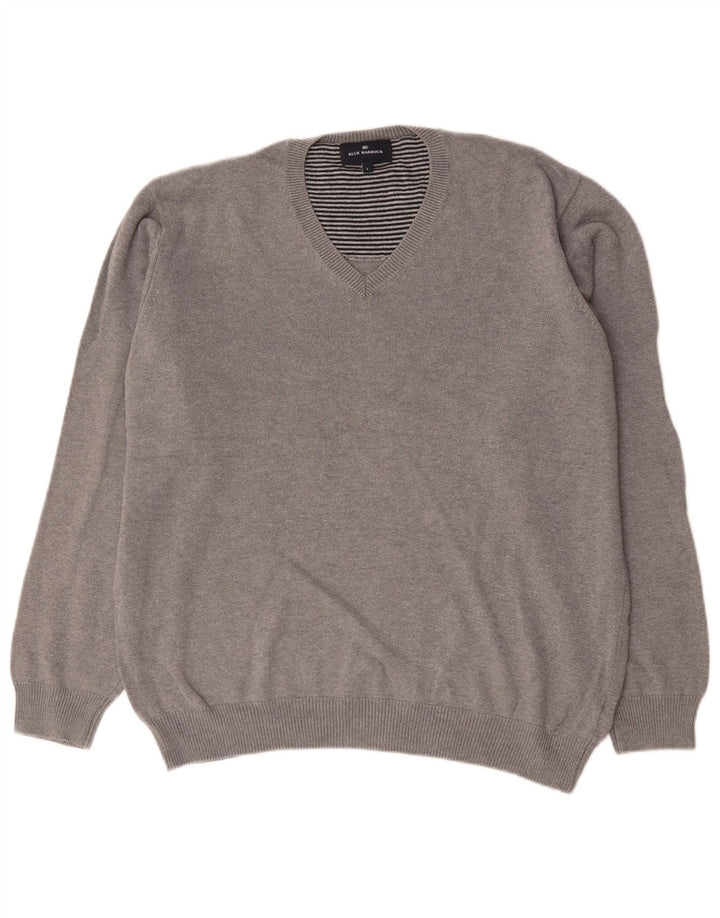 Marks & Spencer Pull à col en V Blue Harbour pour hommes, grand coton gris