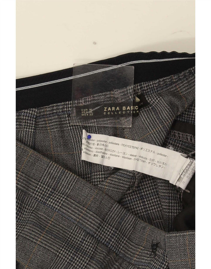 Pantalon Chino Slim Femme Zara XL W32 L27 Gris Carreaux Polyester