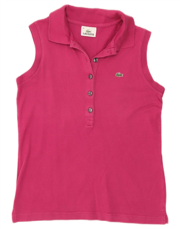 Lacoste Polo sans manches femme taille 38 coton rose moyen