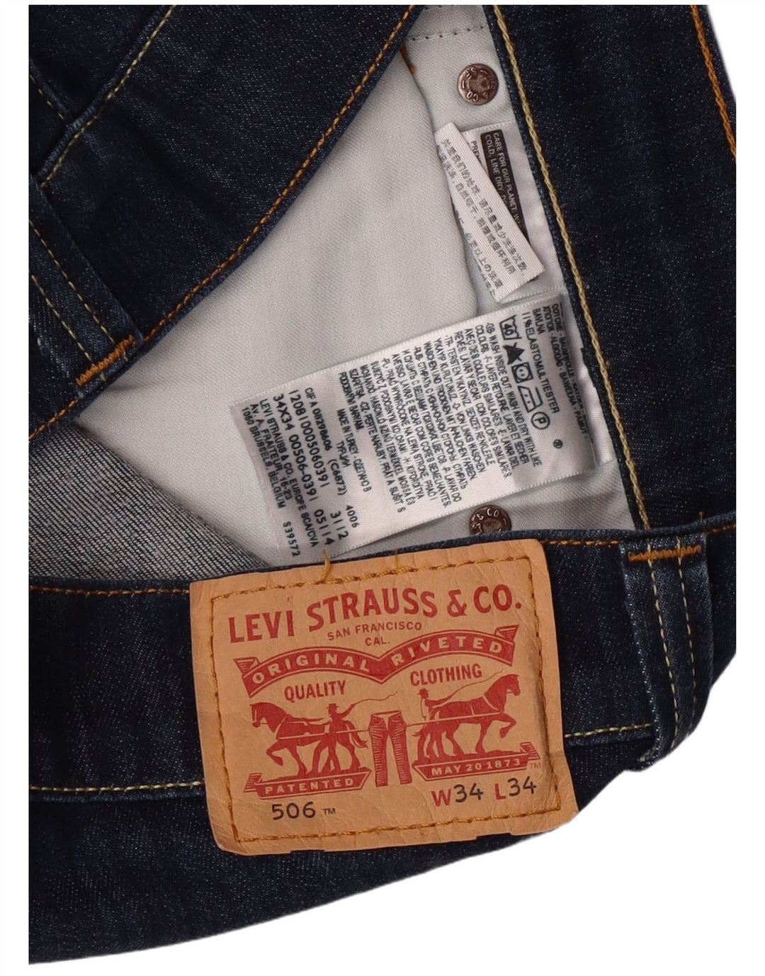 Levi's Jean Droit 506 Homme W34 L34 Bleu Marine Coton