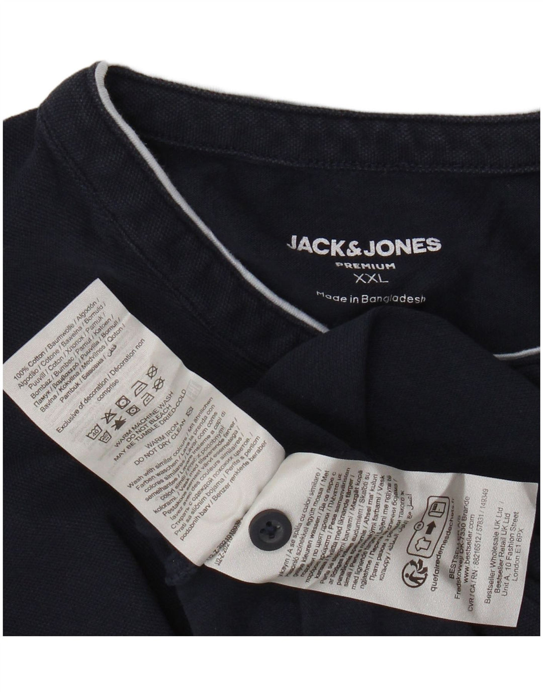 JACK & JONES Polo Homme 2XL Bleu Marine Coton