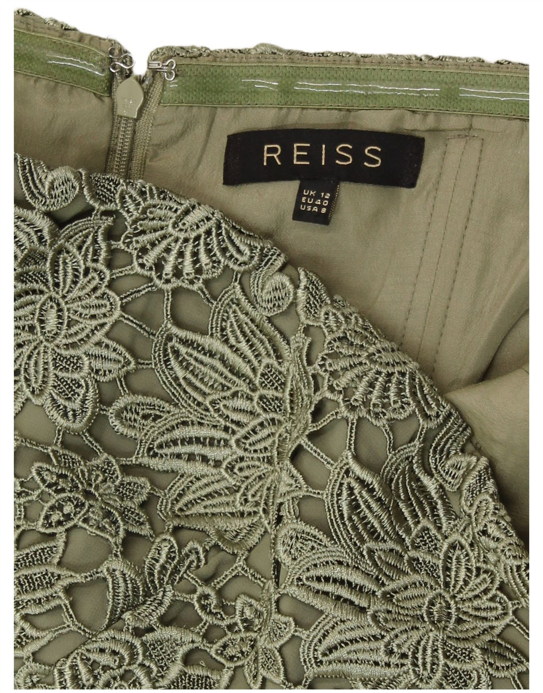 Reiss Robe sans bretelles pour femme UK 42 Polyester floral vert moyen