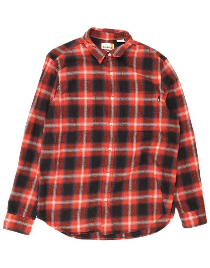Timberland Chemise en flanelle coupe régulière pour homme, grand carreaux en coton bleu marine