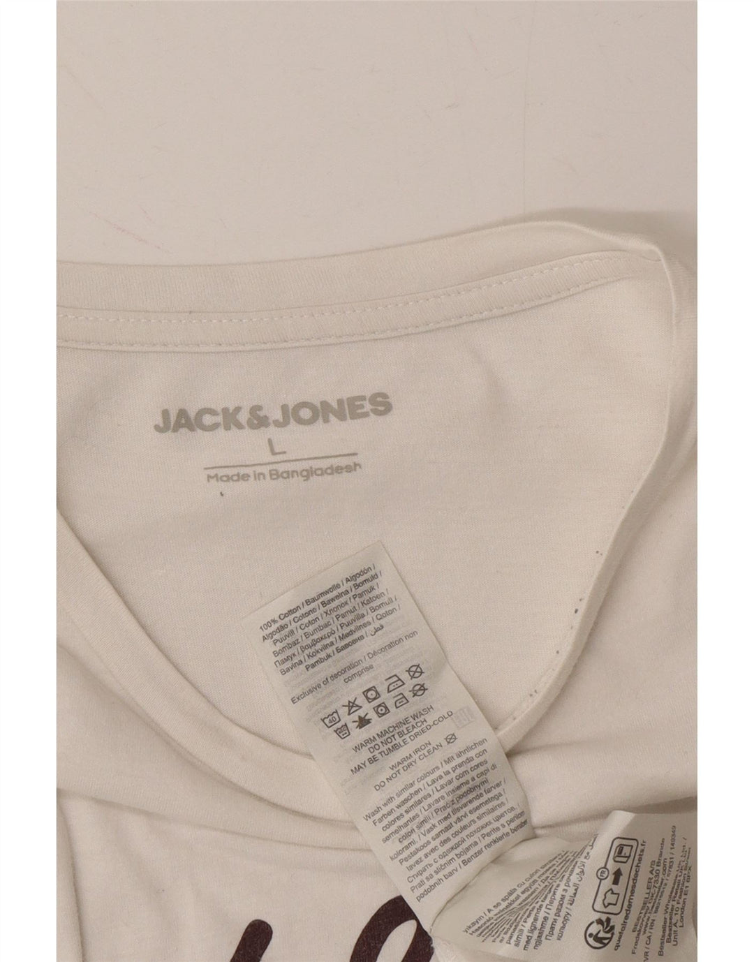 JACK & JONES Mens Graphic T-Shirt Top Large White Cotton Vintage Jack & Jones and Second-Hand Jack & Jones from Messina Hembry 