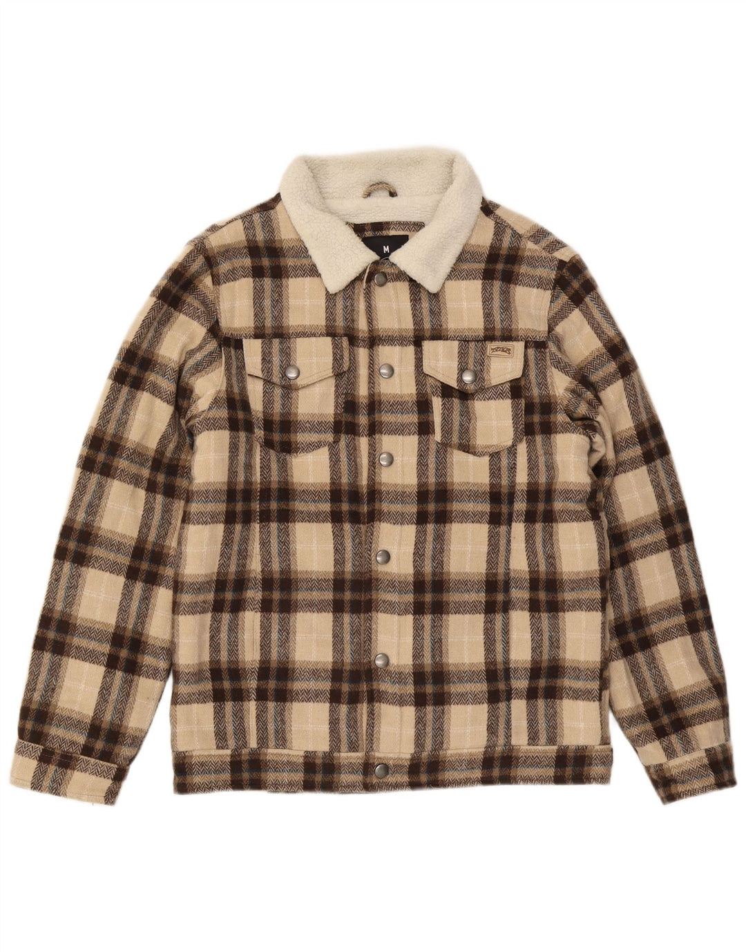 veste Sherpa homme vintage UK 38 Polyester à carreaux beige moyen