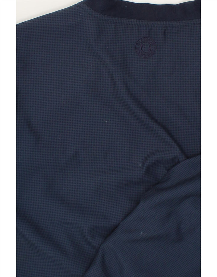 GLENMUIR Mens Pullover Tracksuit Top Large Navy Blue Check Polyester Vintage Glenmuir and Second-Hand Glenmuir from Messina Hembry 