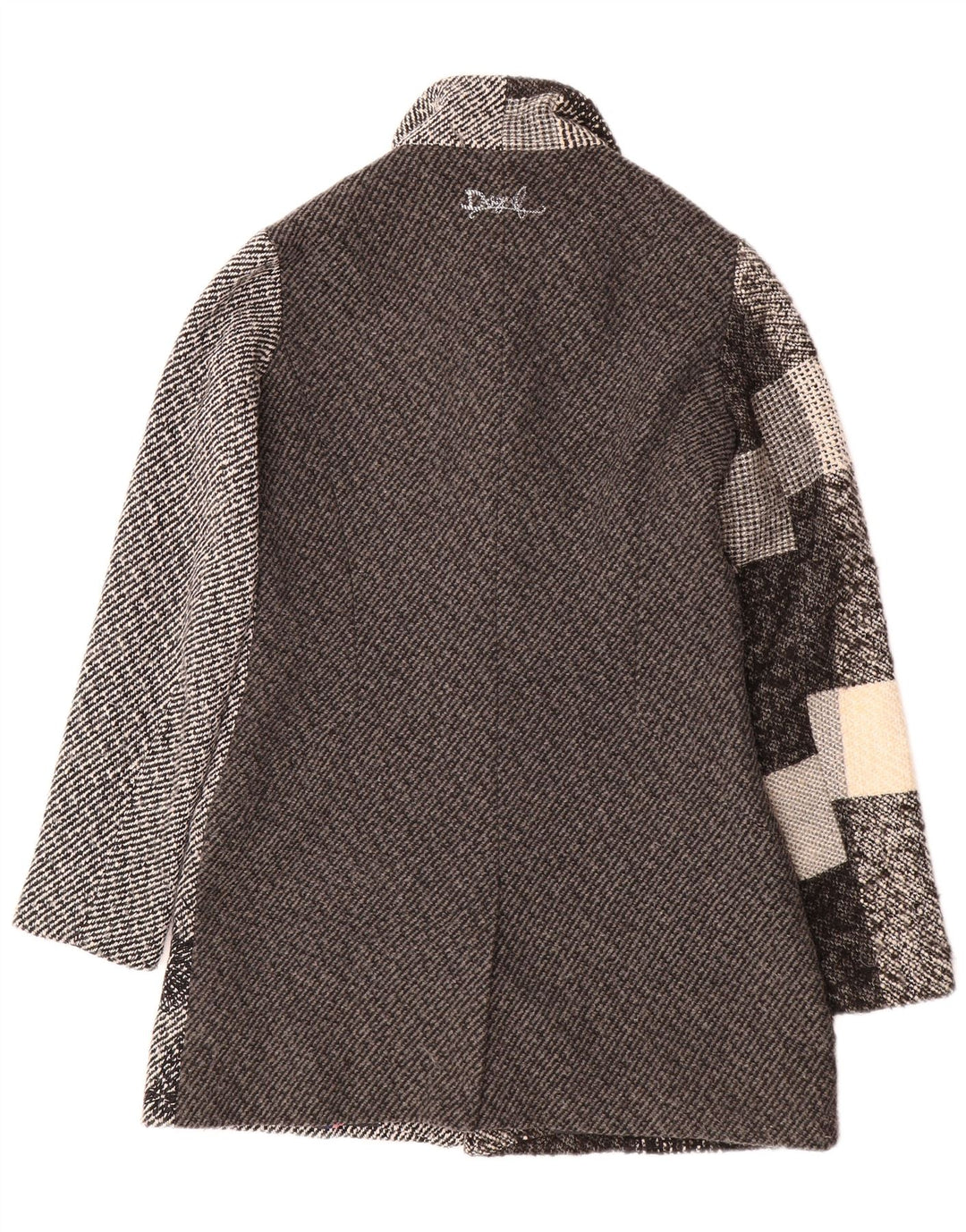 DESIGUAL Manteau Femme EU 38 Gris Moyen Patchwork Polyester