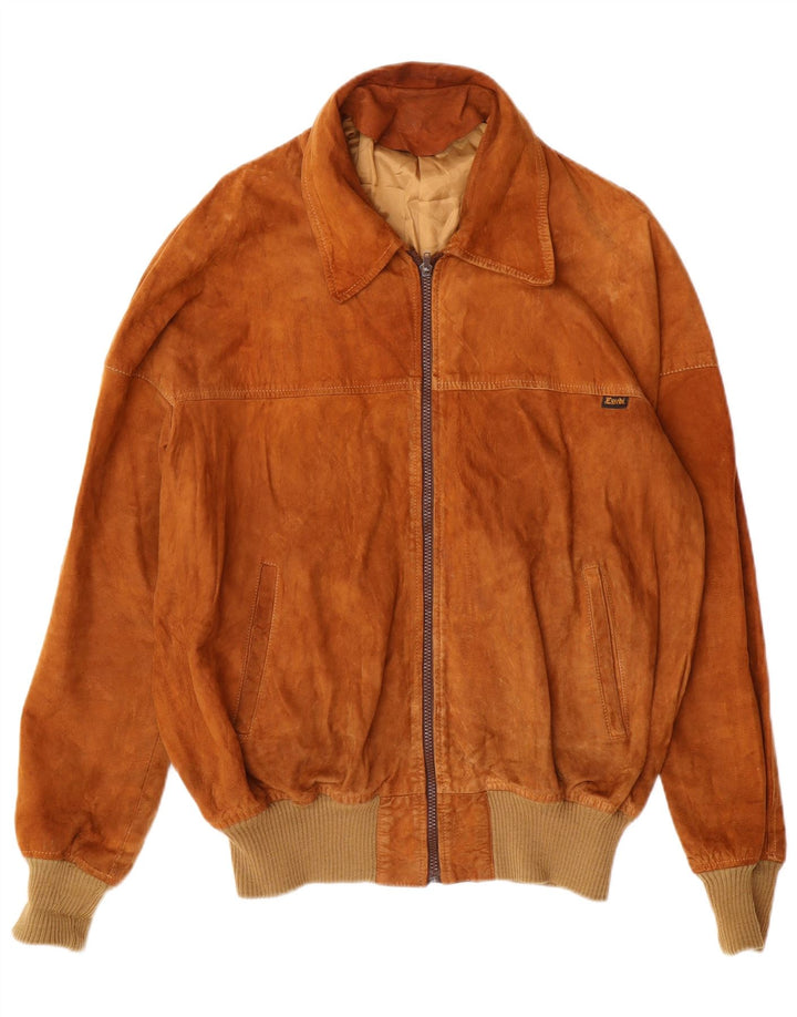 ESSEBI Veste bomber en daim pour homme UK 40 Grand cuir marron