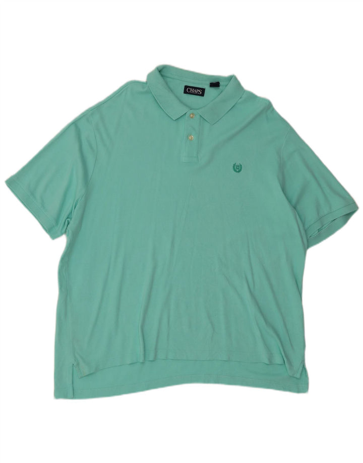 CHAPS Mens Big & Tall Polo Shirt 2XL Turquoise Cotton