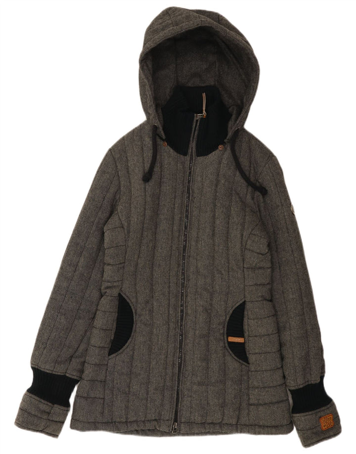 KHUJO Veste matelassée à capuche pour femme UK 14 Gris moyen Polyester colour block