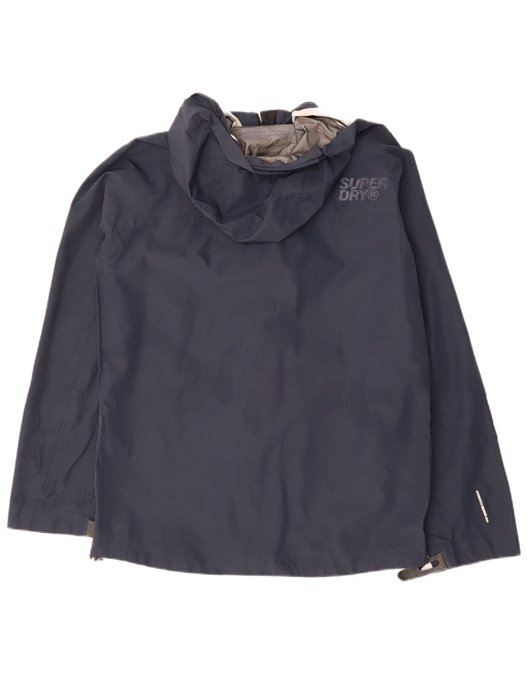 SUPERDRY Veste imperméable à capuche pour hommes UK 36 Small Bleu Marine Polyester