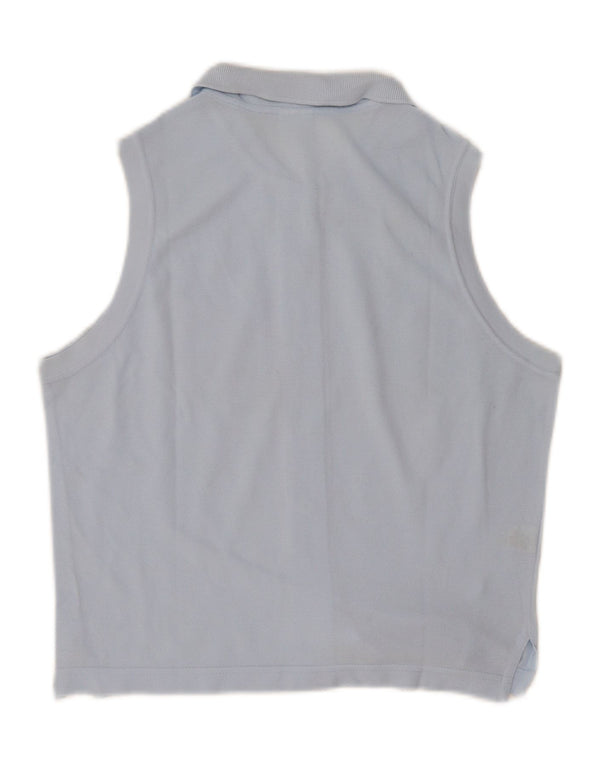 Lacoste Womens Sleeveless Shirt Blouse Size 44 Large Blue Cotton