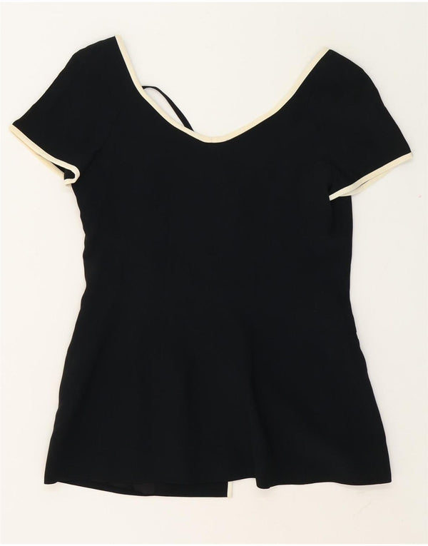 Maria Grazia Severi Veste blazer à manches courtes pour femme IT 46 Large Noir