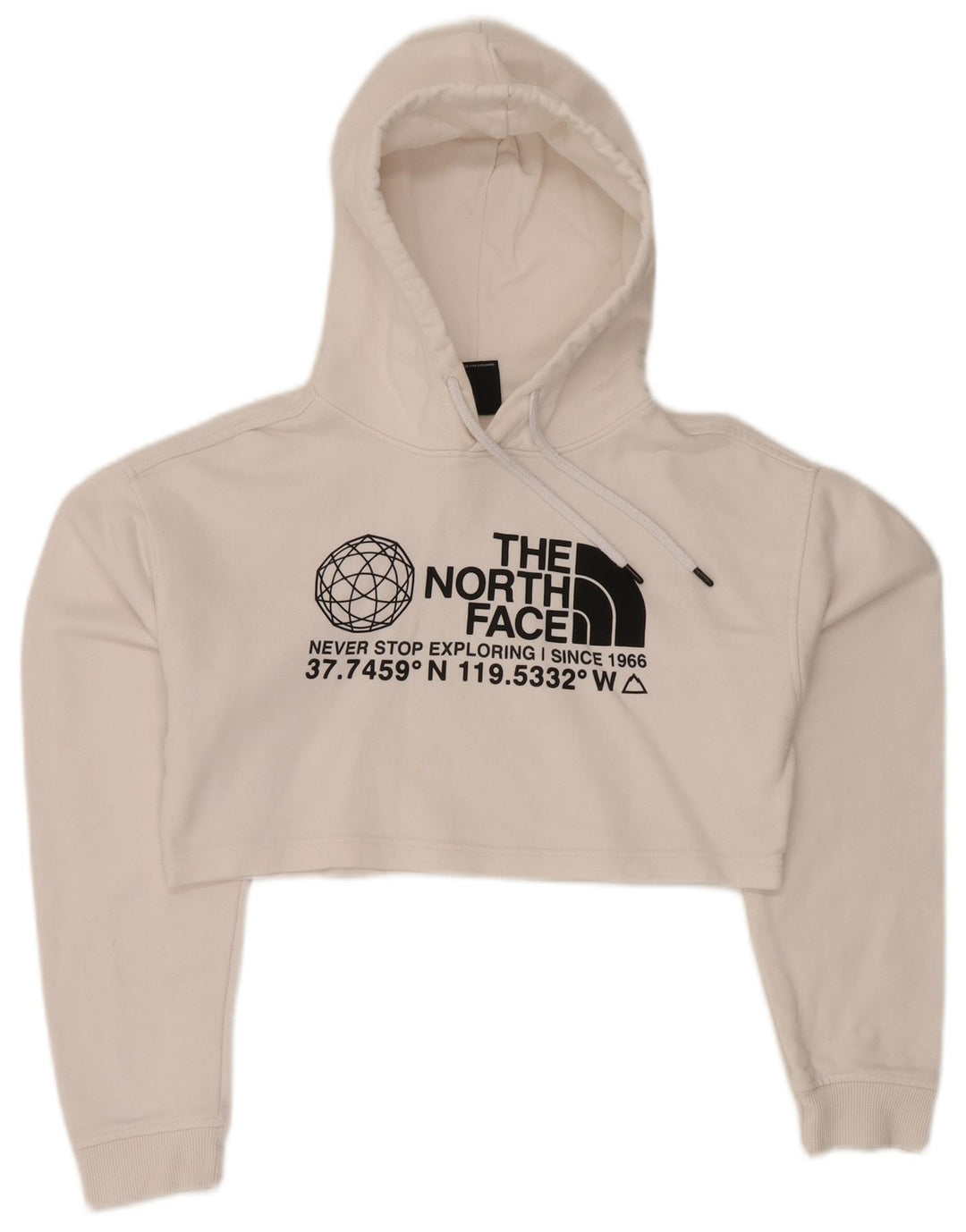 THE NORTH FACE Pull à capuche court graphique surdimensionné pour femme UK 6 XS Blanc