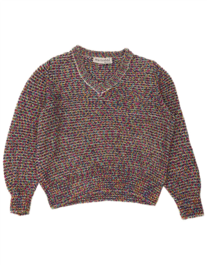 Mariedda Femme Pull Col V IT 46 Large Multicolore Moucheté