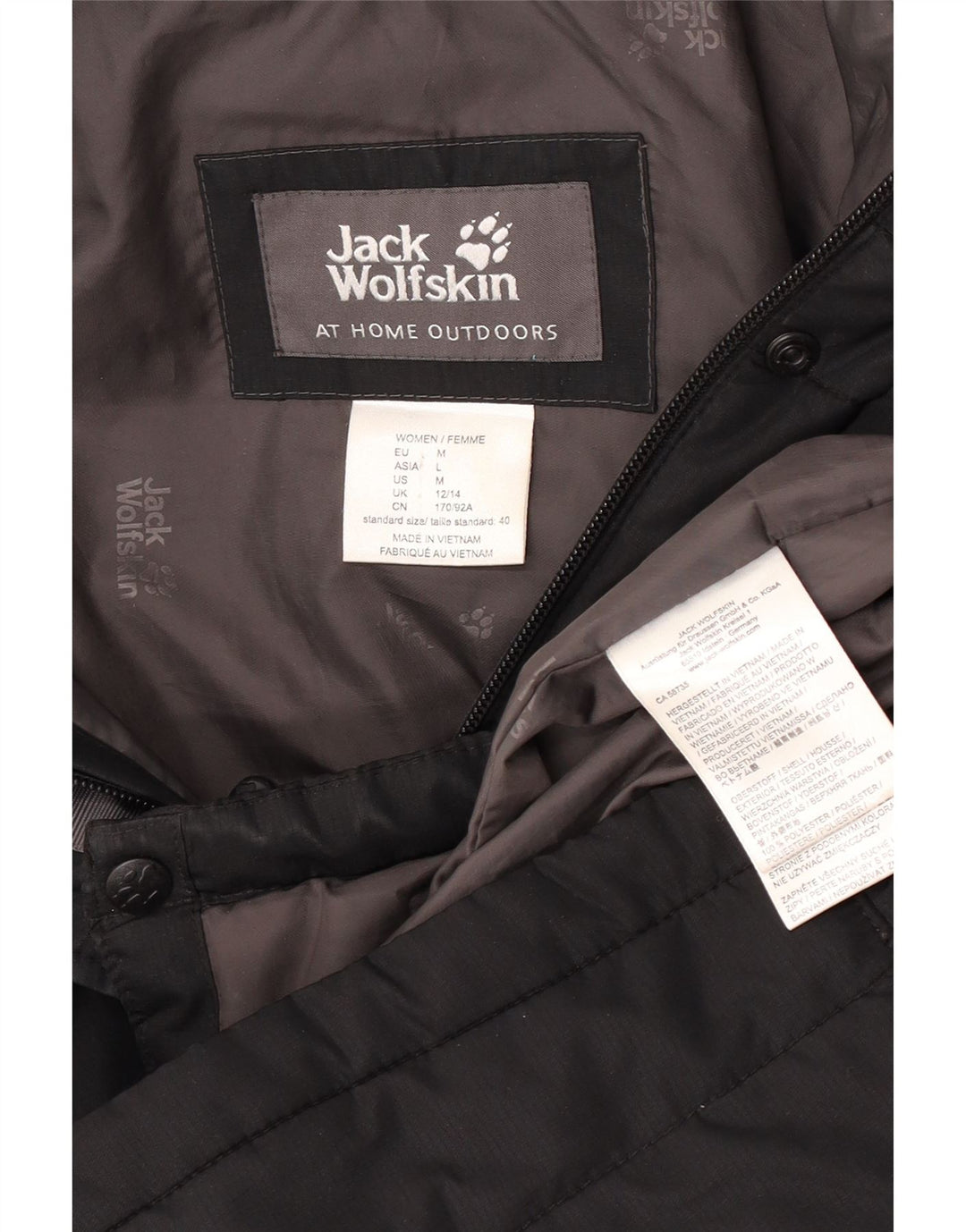 Jack Wolfskin Manteau rembourré à capuche pour femme UK 12/14 Medium Noir Polyester