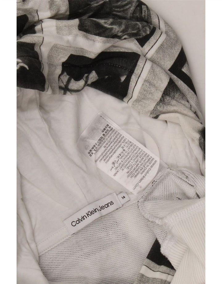 Calvin Klein Jeans Pull à capuche graphique pour garçon 13-14 ans Gris Patchwork