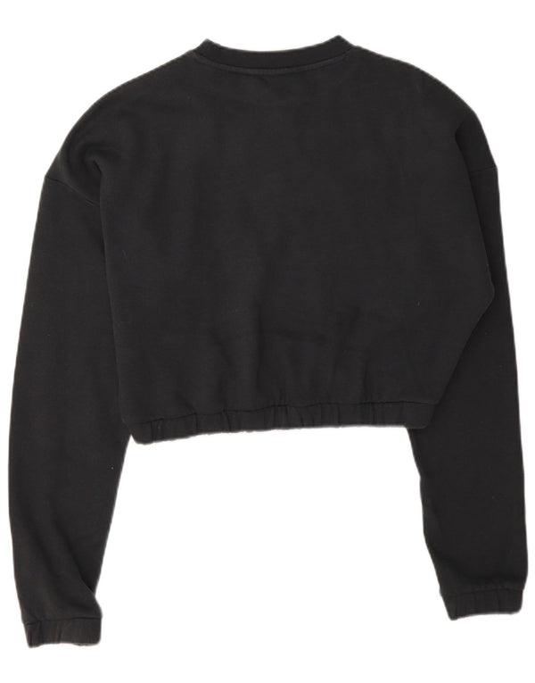 Adidas Femme Crop Sweatshirt Jumper UK 8/10 Petit Gris Coton