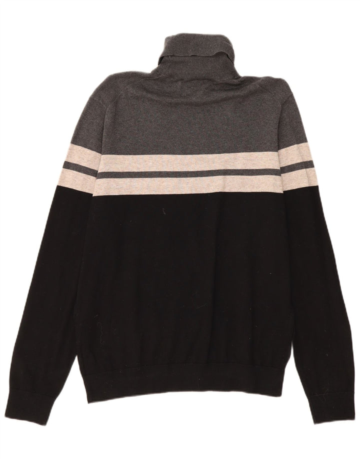 Marks & Spencer Pull col roulé pour homme Large Noir Colorblock