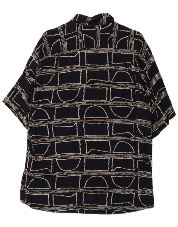 vintage Chemise à manches courtes pour hommes Grand Noir Géométrique