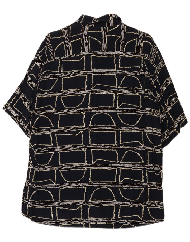 vintage Chemise à manches courtes pour hommes Grand Noir Géométrique