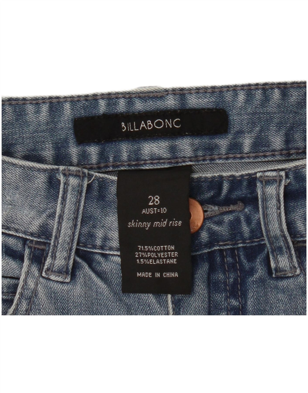 BILLABONG Jean skinny taille mi-haute W28 L29 bleu coton